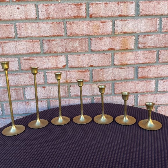 Vintage Brass Interpur Candleholders Lot of 7